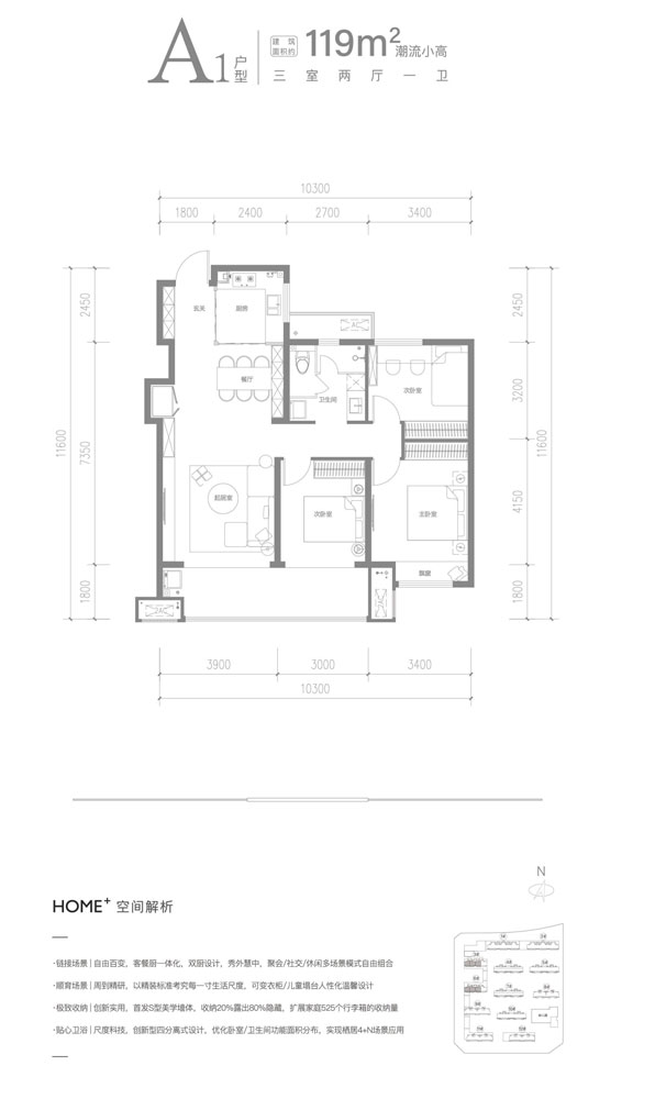 融創(chuàng)未來壹號小高A1戶型建面119㎡