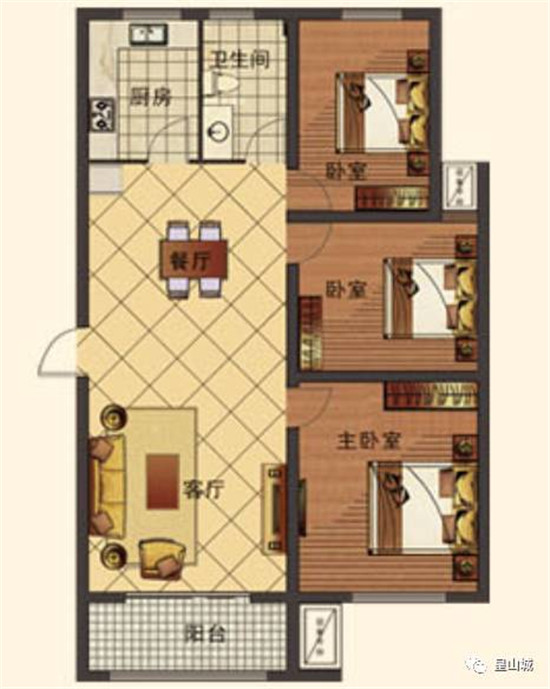 E3建筑面積約113㎡三室兩廳一衛(wèi)