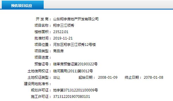 11月下旬臨沂共22項目獲預售證 共批準42棟樓