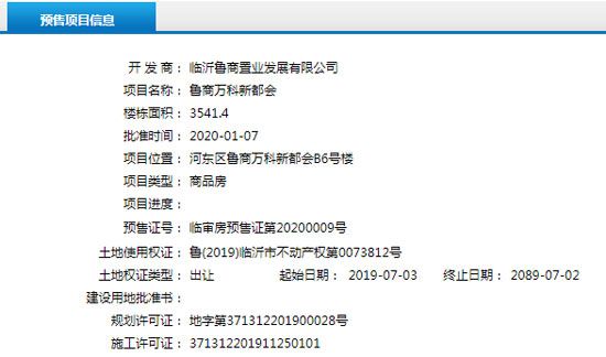 1月上旬臨沂共20項目獲預售證 共批準42棟樓